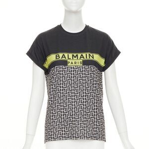 Balmain logo graphic printed rolled sleeves tshirt